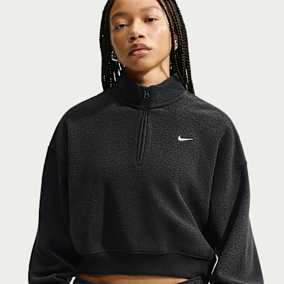 Nike Studio Fleece Plush Women's Oversized 1/4-Zip Cropped Top